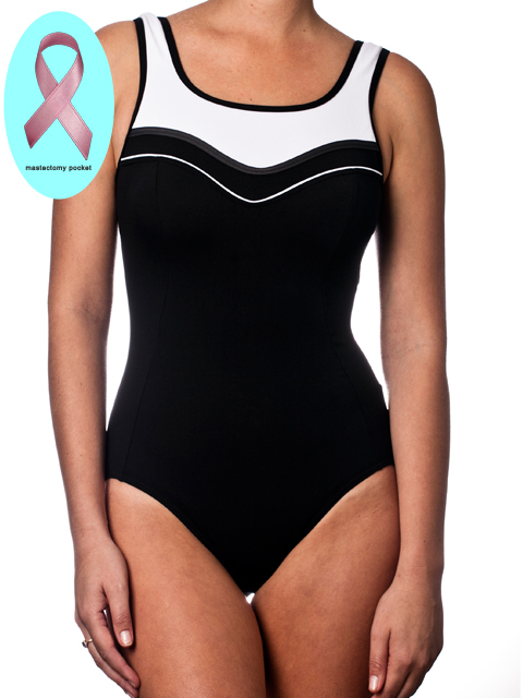 Poolproof Saltbeach Pintuck Mastectomy Swimsuit - Navy