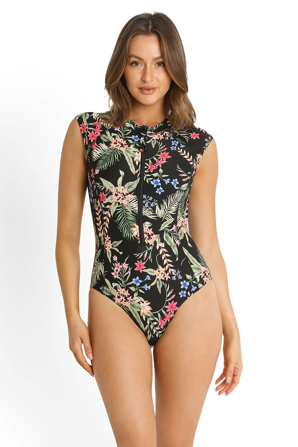 Evie Seasport Cap Sleeve One Piece Black