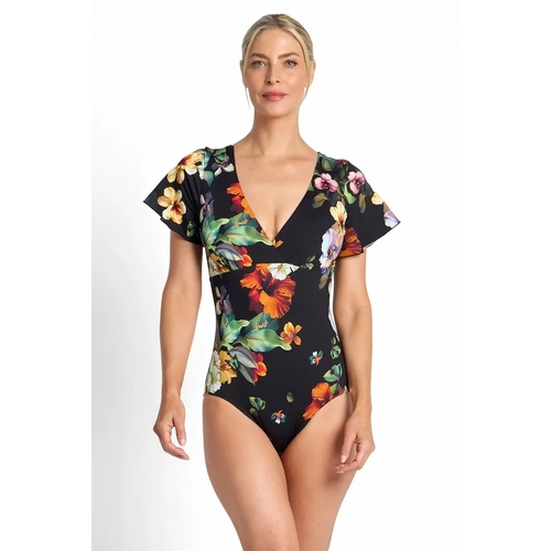 Hibiscus Flutter Sleeve Swimsuit