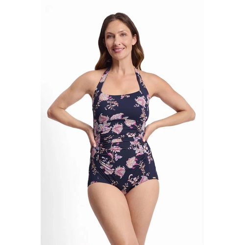 Saffron Halter Boyleg Swimsuit - Navy 