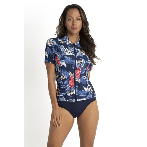 Travel Gathered Short Sleeve Rashie Navy 