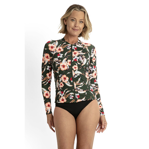 Amari Zip Front Rash Vest - Forest 