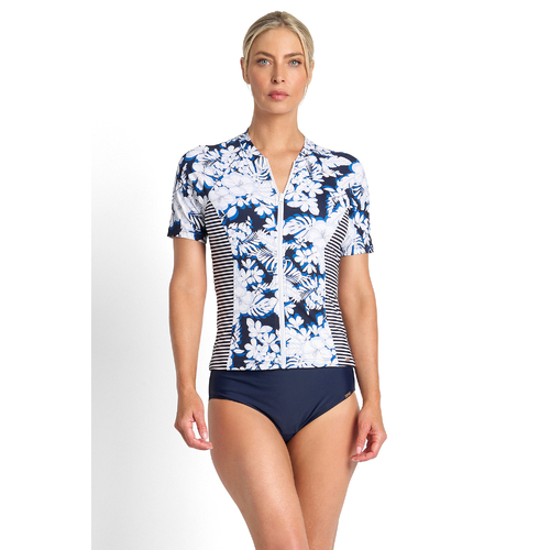 Anchor Short Sleeve Mastectomy Rashie - Navy 