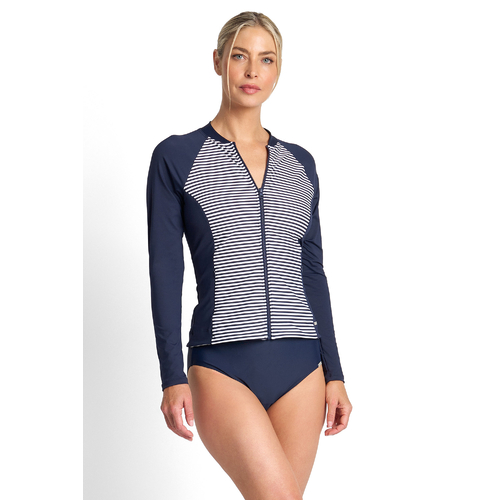 Anchor Stripe Active Rash Vest - Navy 