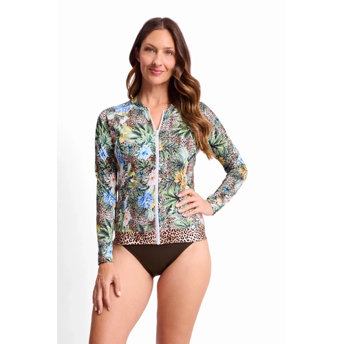 Tropica Long Sleeve Mastectomy Rashie  - Army 