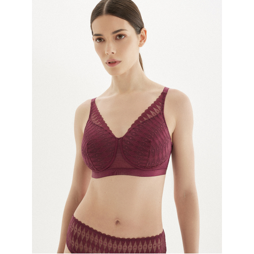 Mastectomy Padded Soft Cup Bra Eggplant 