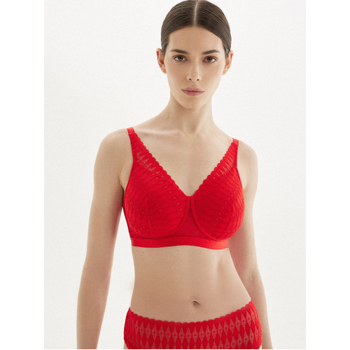 Mastectomy Padded Soft Cup Bra Red 