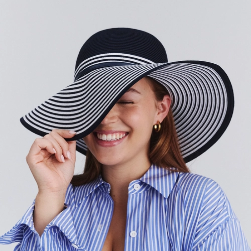 Amy Striped Capeline Hat
