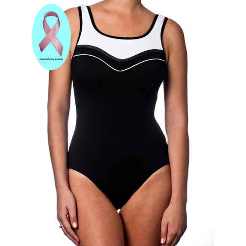  Poolproof Scoop Rouch Mastectomy One Piece Swimsuit 