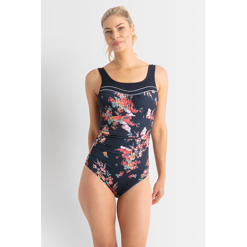 Tabitha Scoop Ruche Mastectomy One Piece Swimsuit - Navy 