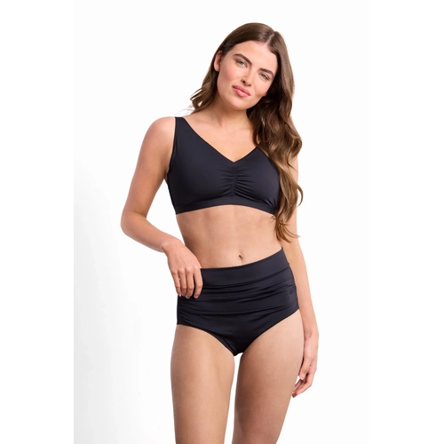 Basix Ruched Highwaist Swim Pant - Black