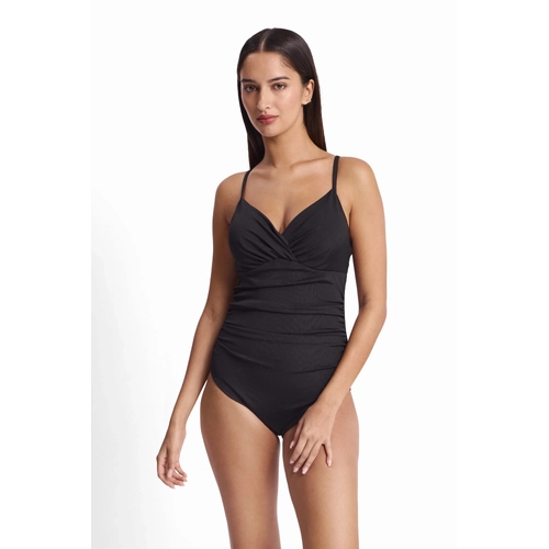 Atlas Soft Twist Ruched Swimsuit - Black 
