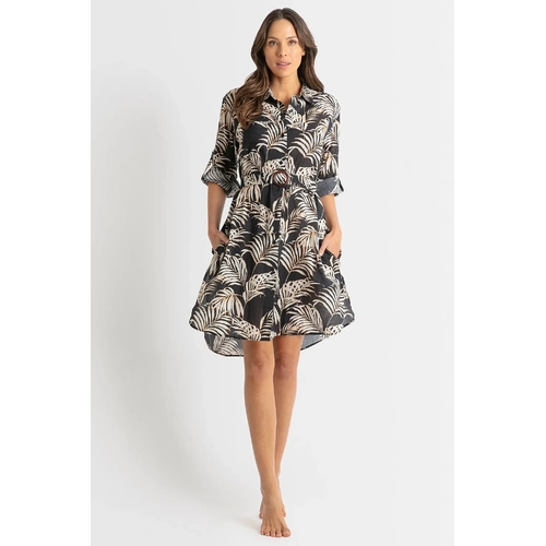 Mae Button Through Dress - Black