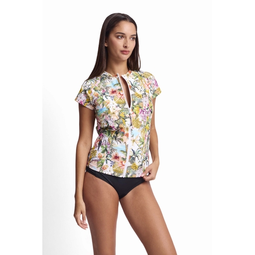 White Lotus Short Sleeve Mastectomy Rashie - White 